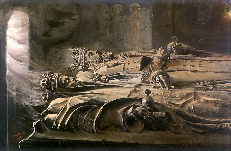    <b> Sarkofagi</b><br>1895  Olej na płótnie<br>Muzeum Narodowe, Poznań  