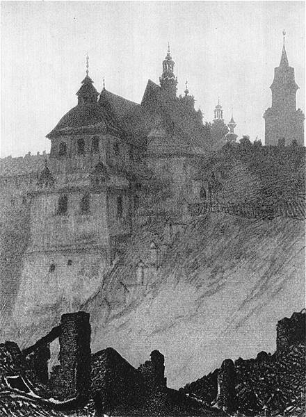    <b> Kościół Dominikanów w Lublinie.</b><br>1918  Litografia. 34,5 x 25,5 cm.<br>Muzeum Narodowe, Warszawa.  