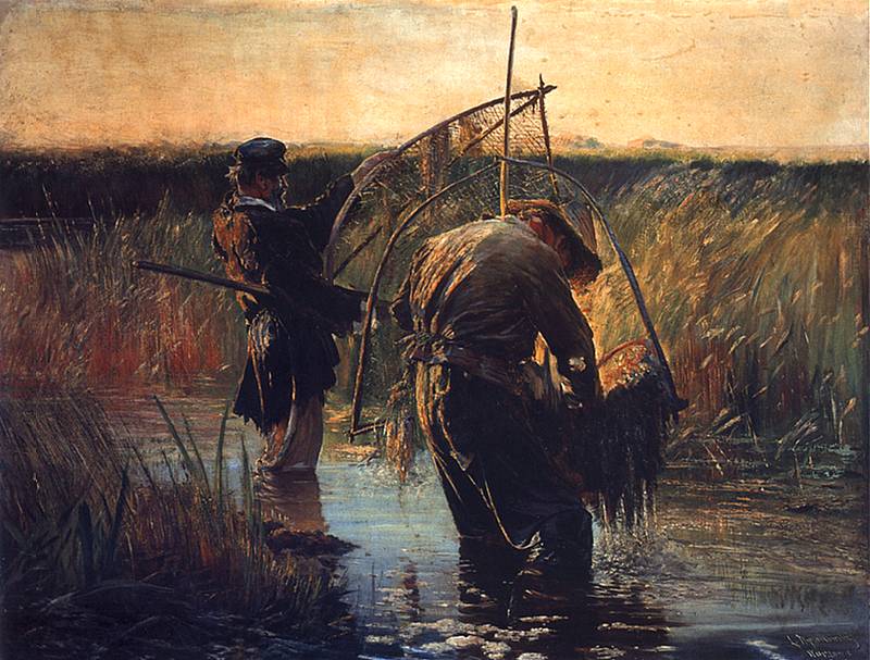    <b> Rybacy brodzący</b><br>1891  Olej na płótnie<br>Muzeum Narodowe, Warszawa  