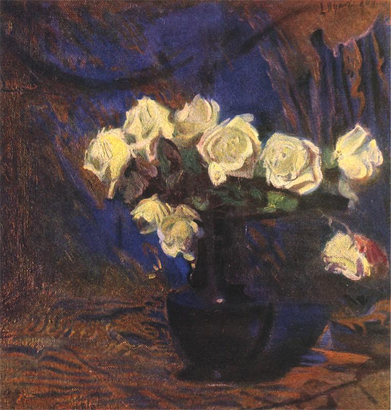    <b> Białe róże</b><br>1909  Olej na płótnie. 78 x 77 cm<br>Muzeum Narodowe, Kraków  
