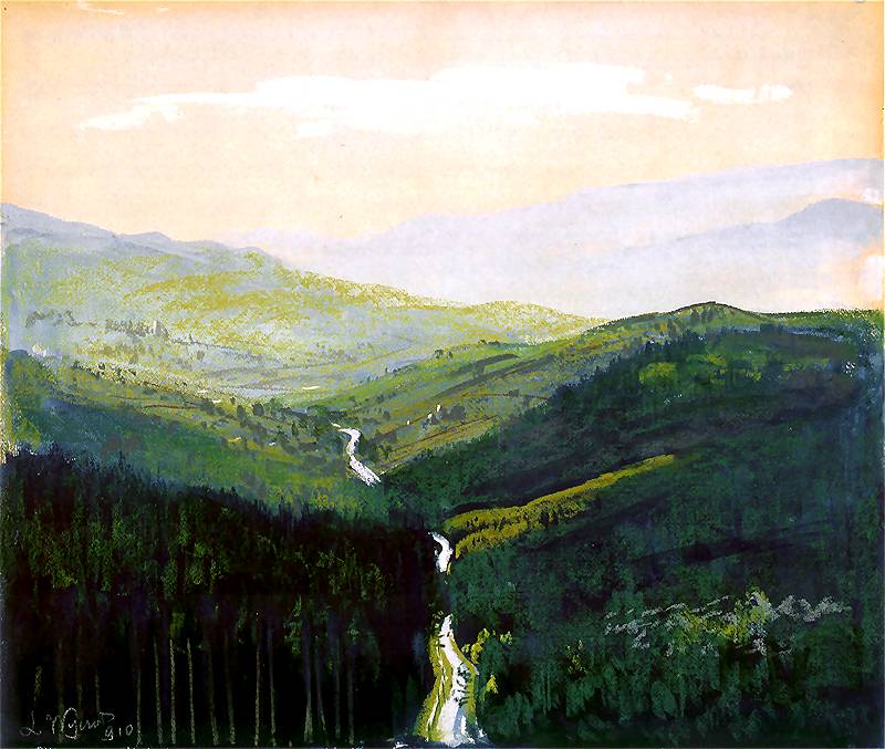    <b> Jaremcze</b><br>1910  Akwarela i pastel na kartonie. 54 x 64 cm<br>Własność prywatna  