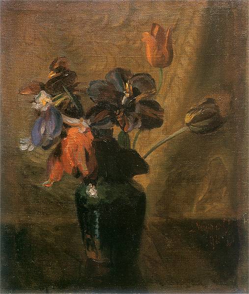    <b> Wazon z kwiatami</b><br>1908  Olej na płótnie. 59 x 48,5 cm<br>Muzeum Narodowe, Poznań  